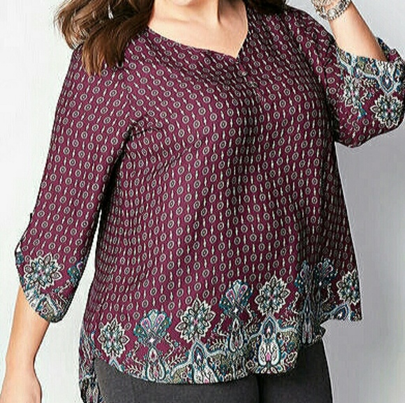 Avenue Tops - 💖BOGO50%OFF!🦄14/16 Avenue Border Print Blouse